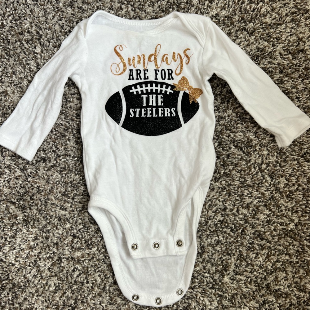 Custom made baby Steelers onesie